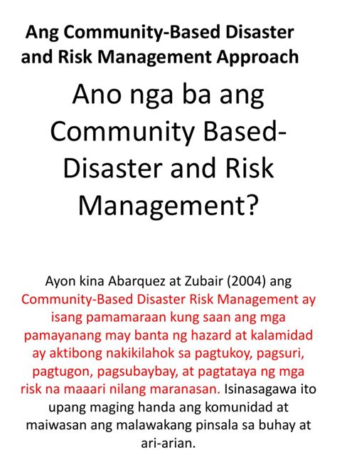 Ano ang community based disaster risk management